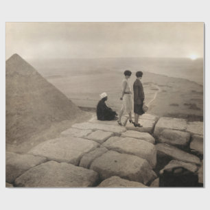 Flapper Girls Sunrise Khufu Pyramid, Egypte 1920 Cadeaupapier