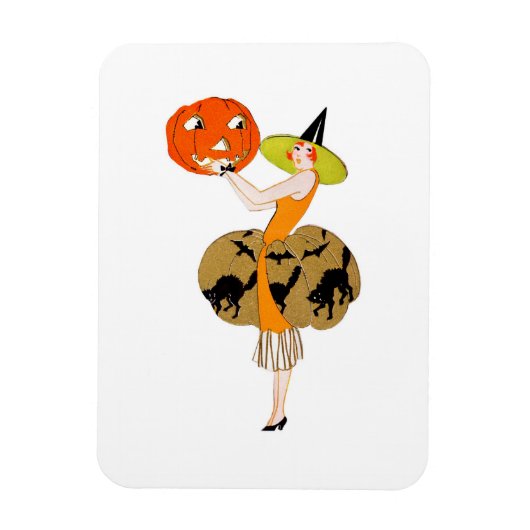 Flapper Holding een Jack-O-Lantern Magneet (Verticaal)