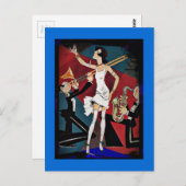 Flapper in een Jazz Band Briefkaart (Voorkant / Achterkant)