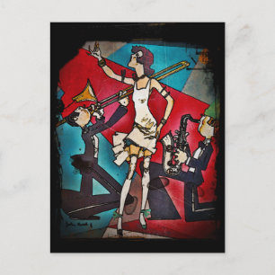 Flapper in een Jazz Band Briefkaart