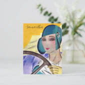 Flapper in Paarse Pet Briefkaart (Staand voorkant)