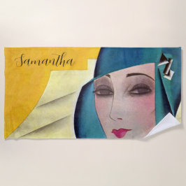 Flapper in Paarse Pet Strandlaken