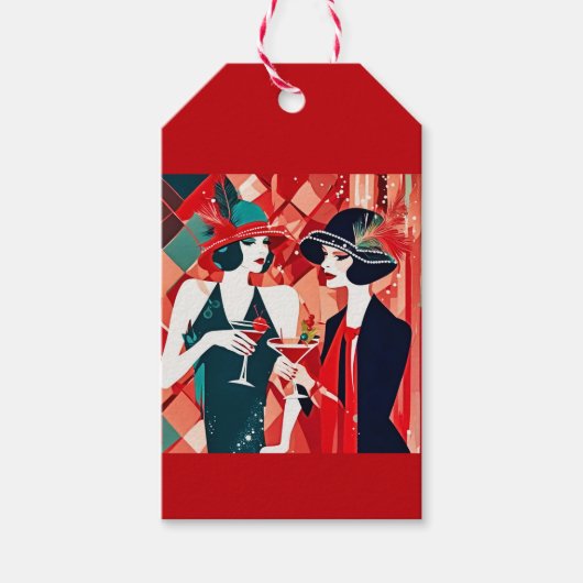 Flapper Kerstfeest Cadeaulabel (Voorkant)