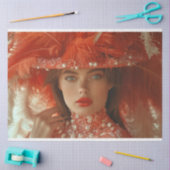 Flapper Lady in Sinaasappel Decoupage Tissuepapier (Craft)