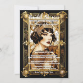 Flapper meisje brunette 1920's formele kostuumfees kaart (Voorkant)