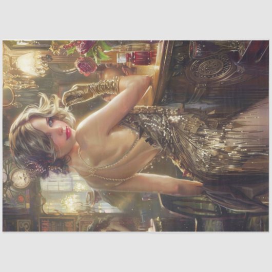 Flapper meisje goud tissuepapier (Voorkant)