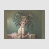 Flapper meisje in 1920 met enorme pauw veer pet tissuepapier (Voorkant)