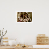flapper meisje met ventilator en reflectie poster (Keuken)