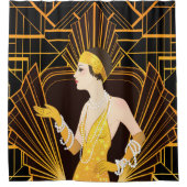 Flapper meisje: retro party uitnodiging. douchegordijn (Voorkant)
