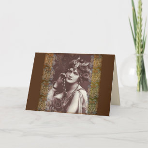 flapper-meisje-wenskaart feestdagen kaart