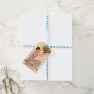 Flapper met maretak cadeaulabel