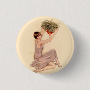 Flapper met Mistletoe Ronde Button 3,2 Cm
