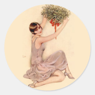 Flapper met Mistletoe Ronde Sticker