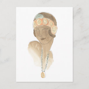 Flapper Mode-ketch - Vrouw met haarstuk Briefkaart