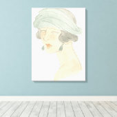 Flapper Mode Schets - Portret Canvas Afdruk (Insitu (Houten vloer))