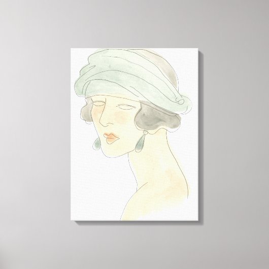 Flapper Mode Schets - Portret Canvas Afdruk (Voorkant)