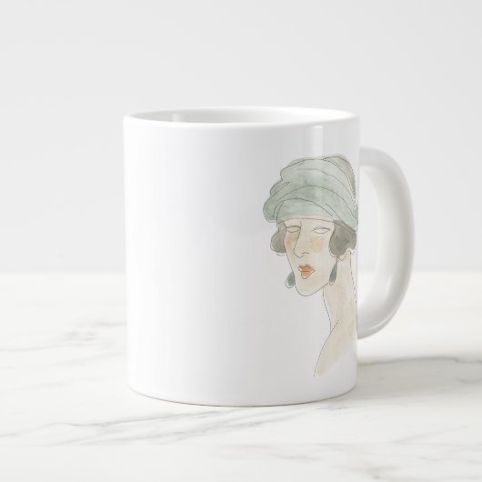 Flapper Mode Schets - Portret Extra Grote Beker (Voorkant rechts)