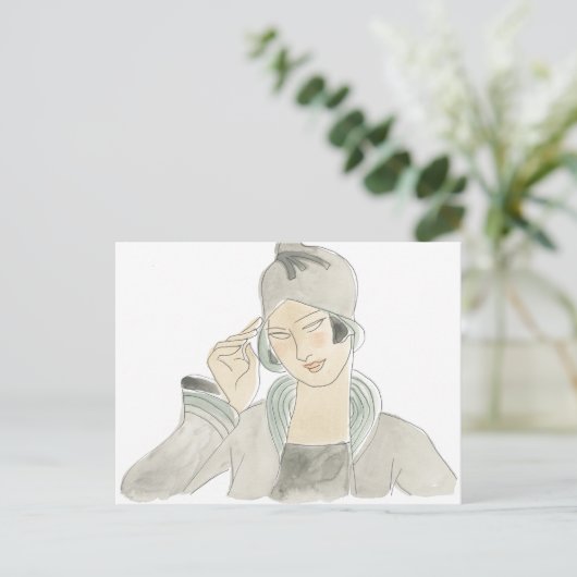 Flapper Mode Sketch Briefkaart (Staand voorkant)