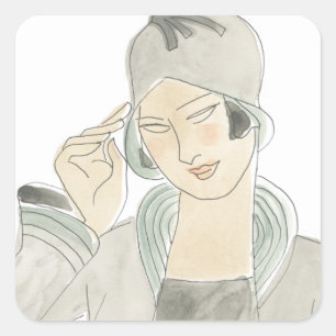 Flapper Mode Sketch Vierkante Sticker