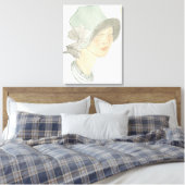 Flapper Mode Sketch - Vrouw met Pet Canvas Afdruk (Insitu (Slaapkamer))