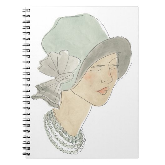 Flapper Mode Sketch - Vrouw met Pet Notitieboek (Voorkant)
