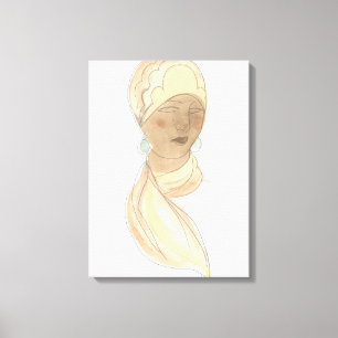 Flapper Mode Sketch - Vrouw met Scarf Canvas Afdruk