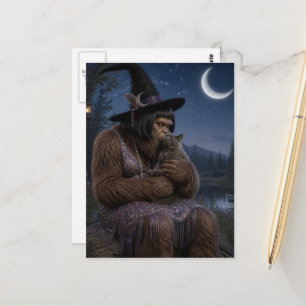 Flapper Sasquatch en haar katje Briefkaart