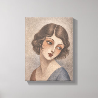Flapper Shy Girl in Pastel colors Canvas Afdruk