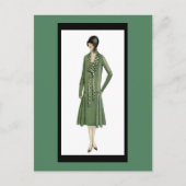 Flapper uit 1920 in Groen Briefkaart (Voorkant)