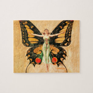 Flapper Vlinder Leyendecker Vrouw Illustratie Legpuzzel