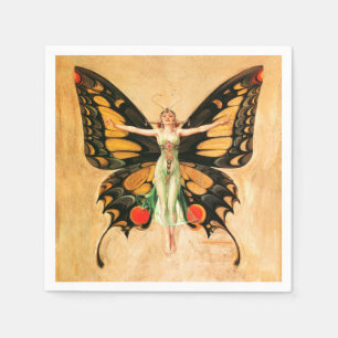 Flapper Vlinder Leyendecker Vrouw Illustratie Servet