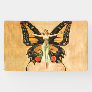 Flapper Vlinder Leyendecker Vrouw Illustratie Spandoek