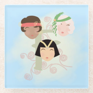 Flappermeisjes roaring twenties glazen onderzetter
