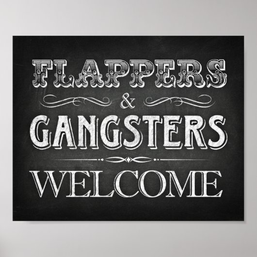 FLAPPERS GANGSTERS WELCOME Party Sign Poster (Voorkant)