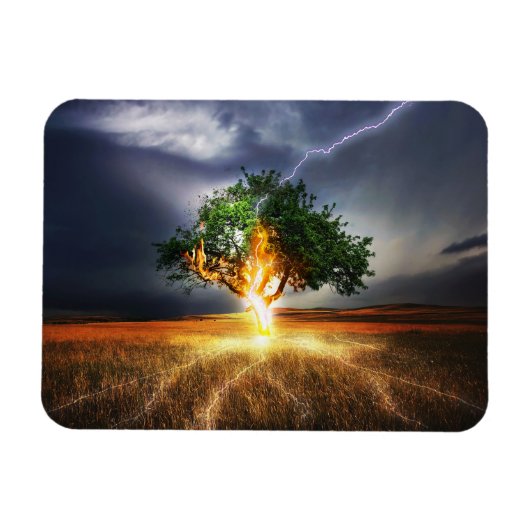 flash-845848 FANTASY LIGHTNING STRIKE TREE BACKGRO Magneet (Horizontaal)