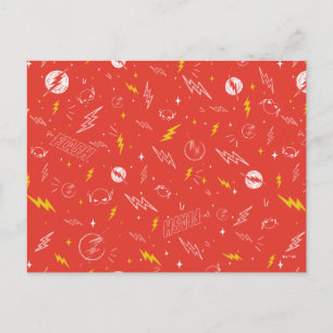 Flash Bliksem Icon en Doodle Patroon Briefkaart