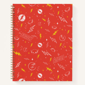 Flash Bliksem Icon en Doodle Patroon Notitieboek