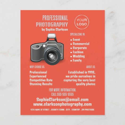 Flash-camerapictogram, fotograaf, fotografische hi flyer (Voorkant)