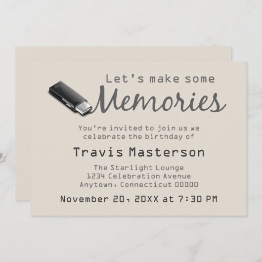 Flash Drive Birthday Party nodigt uit Kaart (Voorkant / Achterkant)