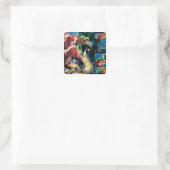 Flash- en Groene Lantern-paneel Vierkante Sticker (Tas)