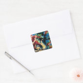 Flash- en Groene Lantern-paneel Vierkante Sticker (Envelop)