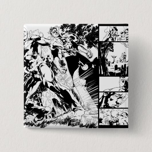 Flash- en Groene Lantern Panel 2 Vierkante Button 5,1 Cm (Voorkant)