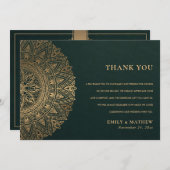 FLASHE GROEN GOUD KLASSIEKE SIERLIJKE MANDALA-BRUI BEDANKKAART (Voorkant / Achterkant)