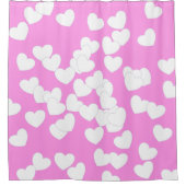 Flashroze met Big White Hearts Douchegordijn (Voorkant)