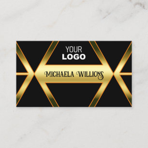Flashy Black en Shimmery Golden met Logo Elegant Visitekaartje