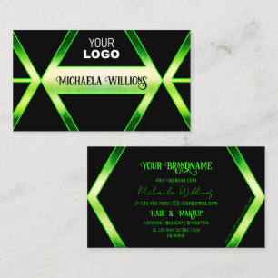 Flashy Black en Shimmery Green met Logo Elegant Visitekaartje