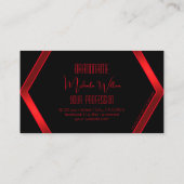 Flashy Black Geometric Shimmery Red Modern Visitekaartje (Achterkant)