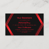 Flashy Black Geometric Shimmery Red Professional Visitekaartje (Achterkant)