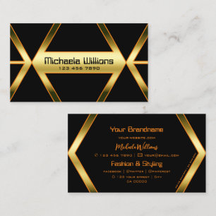 Flashy Black Geometrical and Shimmery Golden Cool Visitekaartje
