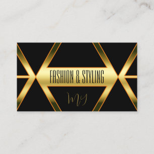 Flashy Black Shimmery Golden met Monogram Stijlvol Visitekaartje